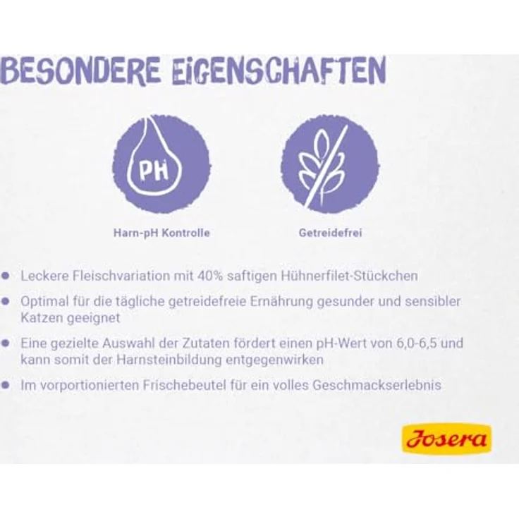 JOSERA Filet Huhn mit Kalb, Premium Nassfutter für Katzen, 16 x 70 g, 40% Hühnerfilet, getreidefrei, Harn-pH Kontrolle, made in Germany – Bild 3