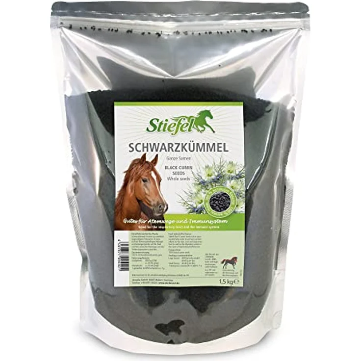 Stiefel Schwarzkümmelsamen für Pferde, 100% naturbelassene Kräuter zur Immunsystemstärkung, unterstützt Stoffwechsel, Darmflora, Haut & Schleimhäute, 1,5kg – Bild 1