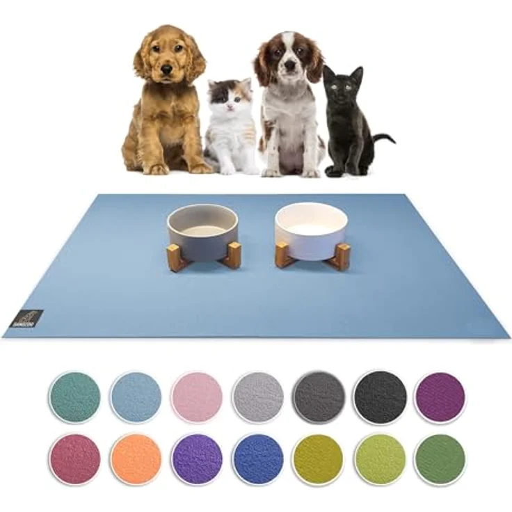 SanoZoo® Napfunterlage, Öko-Tex zertifiziert, rutschfest, 60 x 60 cm, Hellblau, Made in Germany – Bild 1