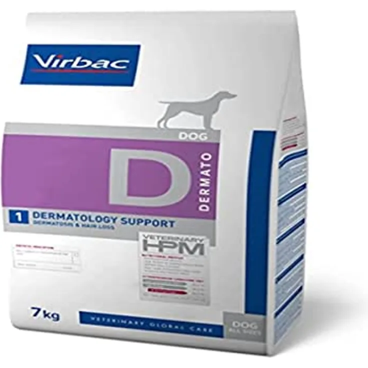 Virbac HPM PERRO D1, Trockenfutter für Hunde, dermatologische Unterstützung, 7kg