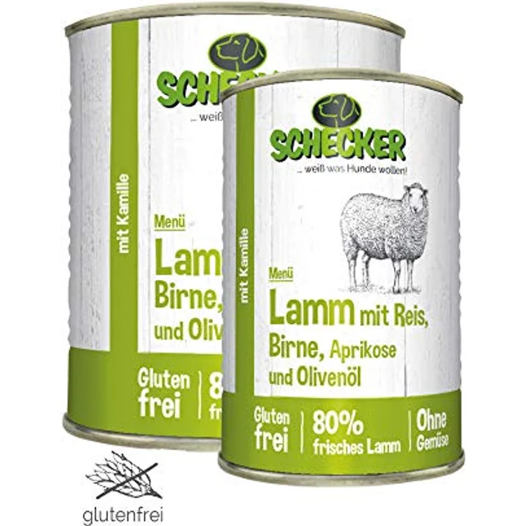 Schecker Nassfutter Hundemenü mit 80% Lamm und Reis, 6 x 820 g, glutenfrei mit Kamille, hergestellt in Deutschland – Bild 4