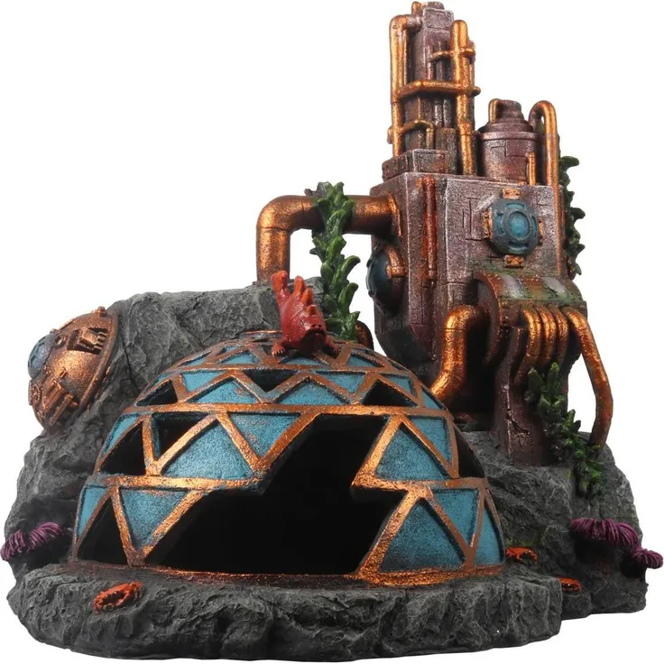 EBI Aqua Della Steampunk Base L Action Air, Aquarium Dekoration aus hochwertigem Polyesterharz mit einzigartigem Steampunk-Design und Versteckmöglichkeiten für Aquarienbewohner