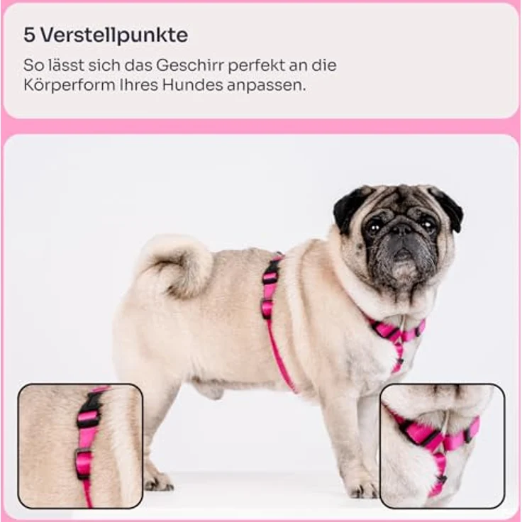 Chaba Guard Hundegeschirr, Anti-Zug & Würgen, 5-fach verstellbar, ergonomisches Design, Größe M, Fuschia – Bild 3