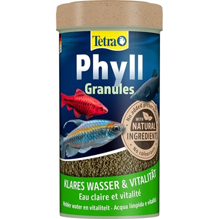 Tetra TetraPhyll Granules - Granulatfutter für pflanzenfressende Zierfische, 250 ml Dose mit lebenswichtigen Ballaststoffen – Bild 1