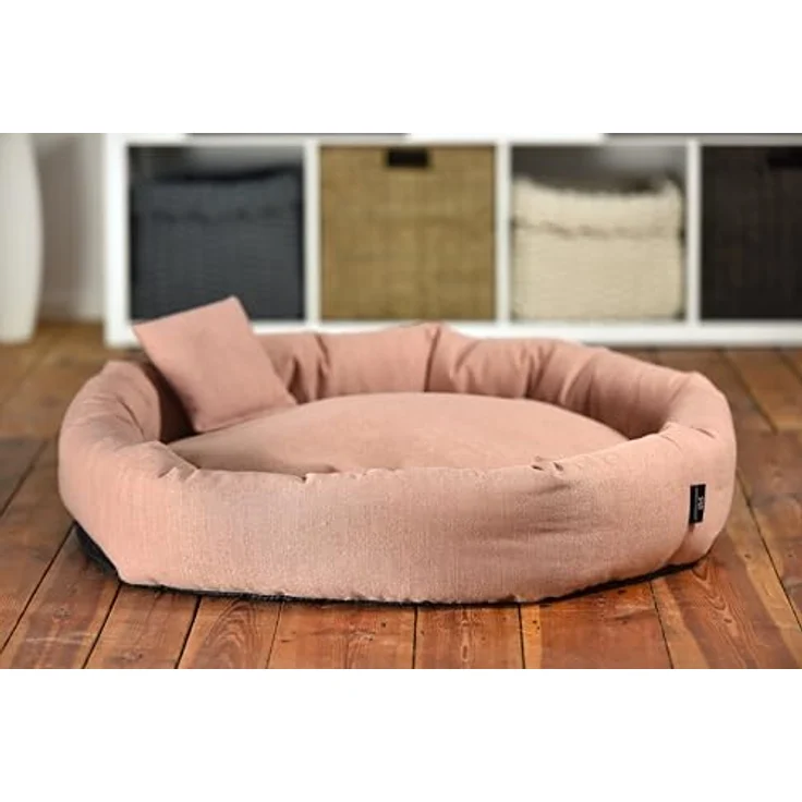 Rohrschneider Kuschelinsel für Hunde und Katzen, aus 100% recyceltem Material, herausnehmbares Innenkissen, abnehmbarer Bezug, Grau oder Rosa, Größe L: 90x18cm – Bild 4