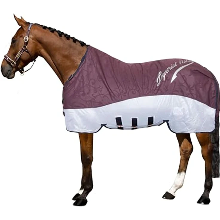 Imperial Riding IRHSuper-Dry 2-in-1-Regen- & Fliegendecke ohne Halsteil, wasserabweisend, atmungsaktives Mesh, mit Bauchklappe, Bordeaux, 115 – Bild 1