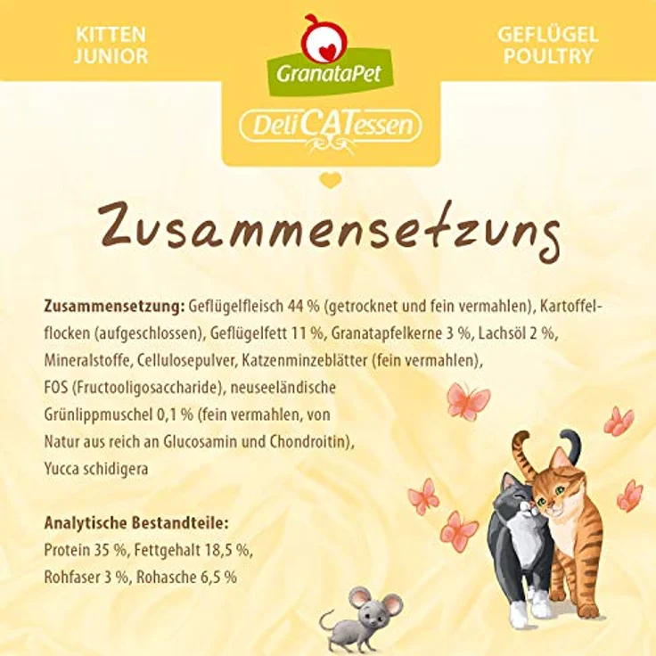 GranataPet DeliCatessen Kitten / Junior Geflügel, Trockenfutter ohne Getreide und Zuckerzusätze, 1,8 kg - Alleinfuttermittel mit Antioxidantien und wertvollem Lachsöl – Bild 4