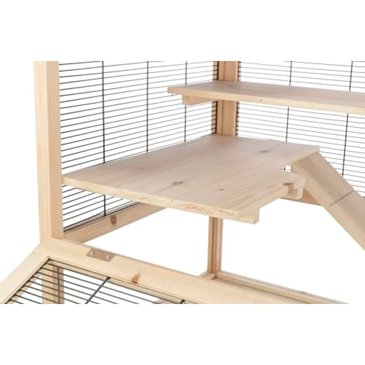 Trixie Mäuse Nagerheim mehrstöckig, geräumiger Kleintierkäfig mit 3 Plattformen und Acrylscheibe, natur, L 100 x B 50 x H 80 cm – Bild 4