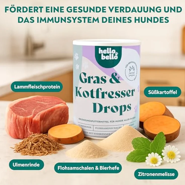 HELLOBELLO Kaltgepresste Ulmenrinde Drops für Hunde, natürliche Hilfe gegen Sodbrennen, 2x350g – Bild 3