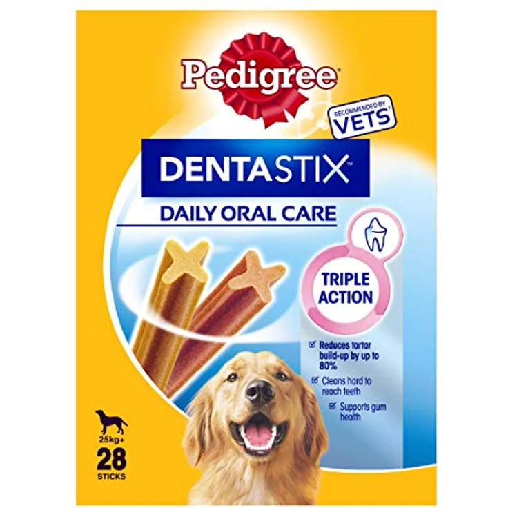 Pedigree Dentastix Kauspielzeug für Hunde ab 25 kg, 28 Stück, zur Reduzierung von Zahnsteinbildung um bis zu 80 %, fettarm und ohne Zuckerzusatz – Bild 1