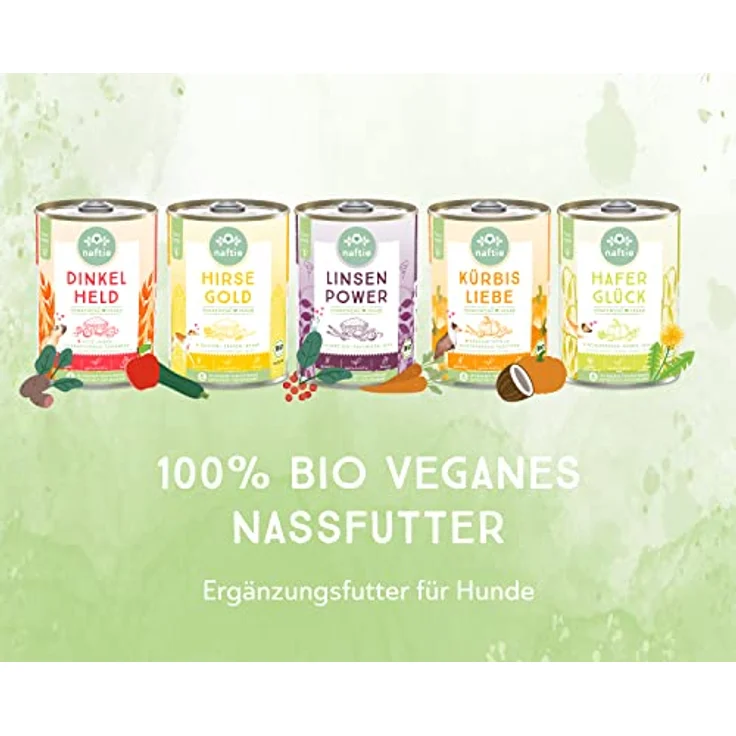 naftie veganes Hundefutter Mixpaket - Bio Nassfutter vegan, 3 Sorten, purinarm, 6x800g, Diät-Futter für Hunde – Bild 4