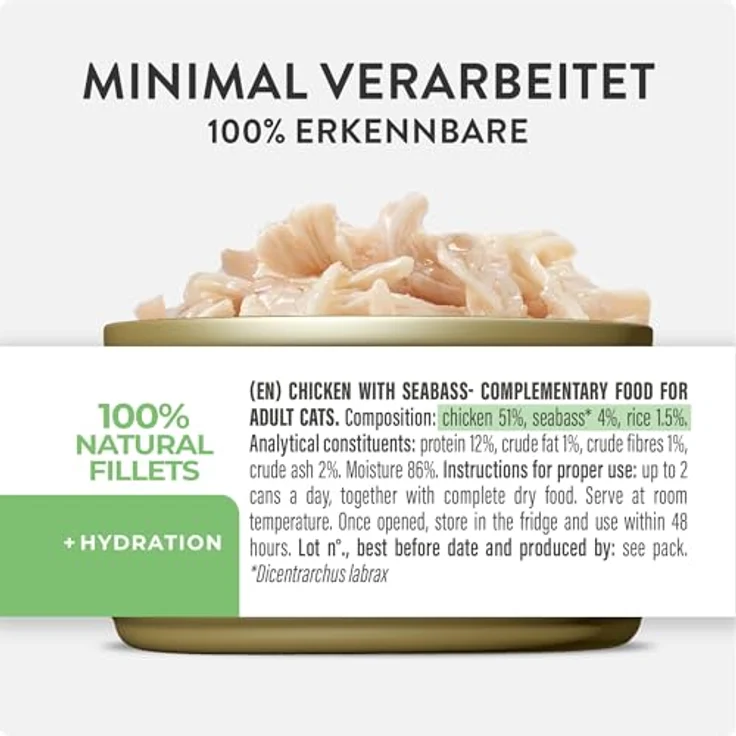 Schesir Hähnchenfilets mit Barsch in Gelee, 100% natürliche Zutaten, ergänzendes Nassfutter für Katzen, Originalrezept, 12 Dosen à 70 g – Bild 3