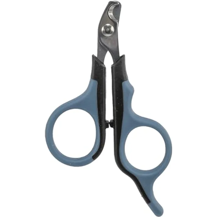 TRIXIE Krallenschere 8 cm für kleine Hunde, Katzen, Kleintiere und Vögel, Edelstahl mit gummiertem Griff, schwarz/blau - 2373