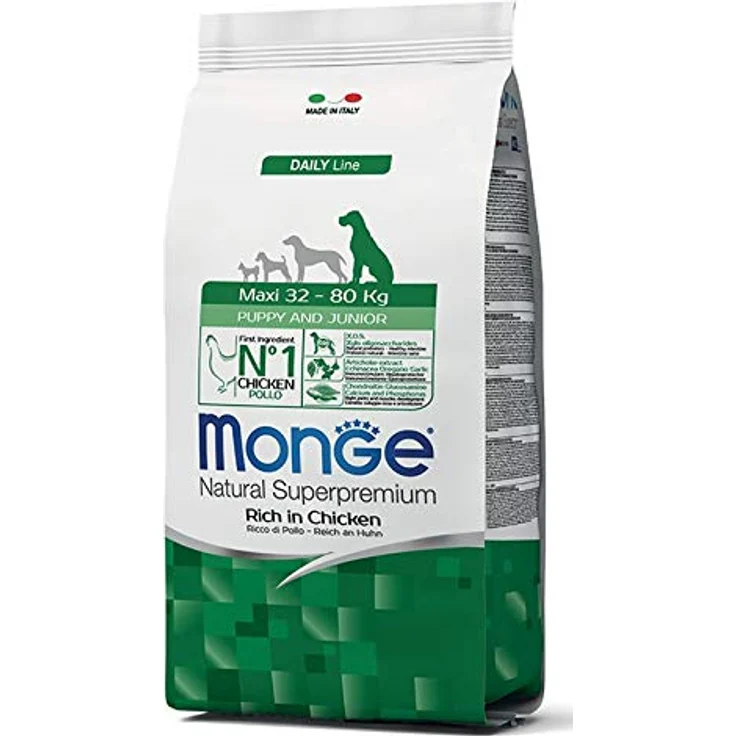 Monge Natural Superpremium Maxi Puppy & Junior, Trockenfutter mit Hähnchen für große Welpen, 2 x 12 kg – Bild 1