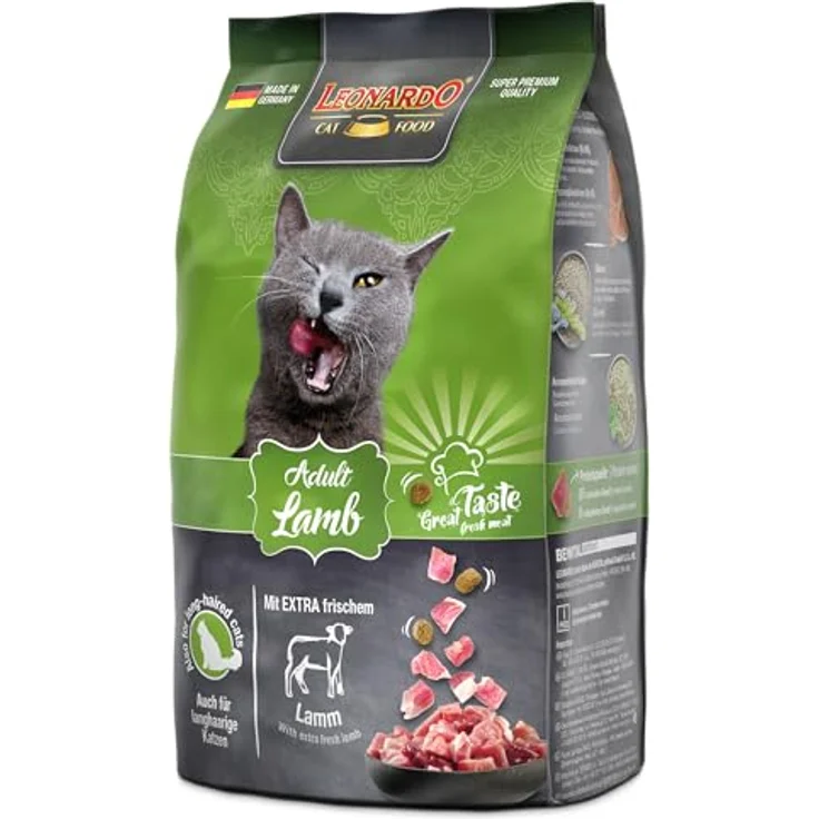 Leonardo Adult Lamb, Trockenfutter für ausgewachsene Katzen, Doppelpack 2 x 300 g, zur Unterstützung der Abwehrkräfte, Optimierung des pH-Werts des Harns – Bild 5