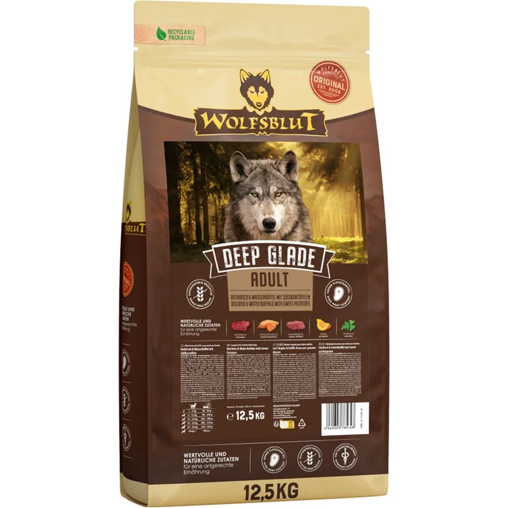 Wolfsblut Deep Glade Adult, getreidefreies Hunde-Trockenfutter mit Rothirsch und Süßkartoffeln, 12,5 kg – Bild 1