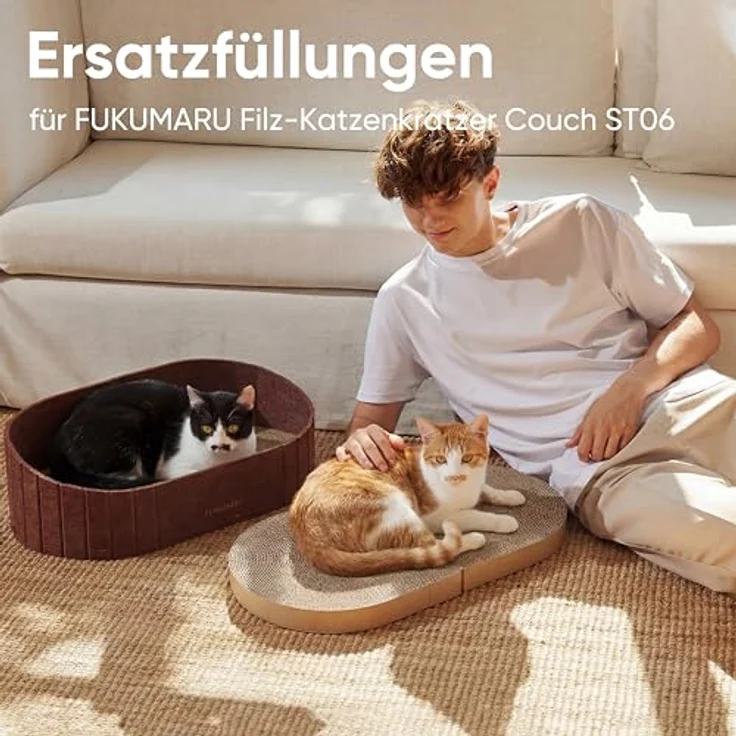 FUKUMARU 2er Set Kratzbrett für Katzen, 60 x 31 cm, langlebige Wellpappe, vertikales Design, platzsparend und leicht zu montieren – Bild 4
