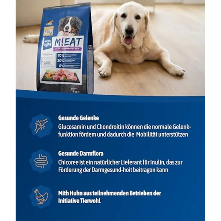 NutriQM M!EAT Senior Hundefutter trocken, getreidefrei, 12 kg, mit Tierwohl-Siegel, reduziert in Fett & Protein, besonders gut verträglich, Made in Germany – Bild 5