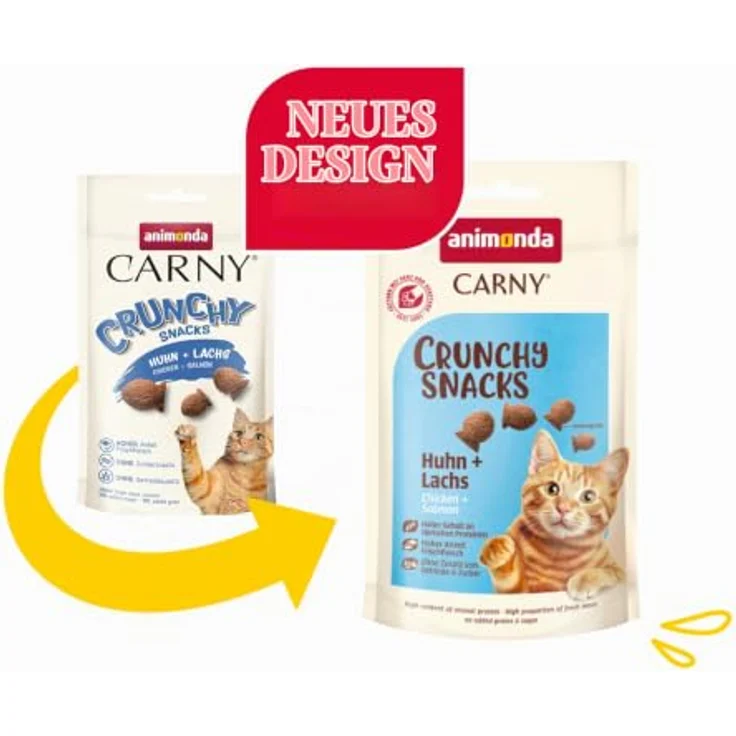 animonda Carny Crunchy Snacks, Katzen Leckerli Huhn & Lachs, 10 x 50g, knuspriger Katzensnack ohne Getreide und Zucker, hoher Fleischanteil – Bild 2