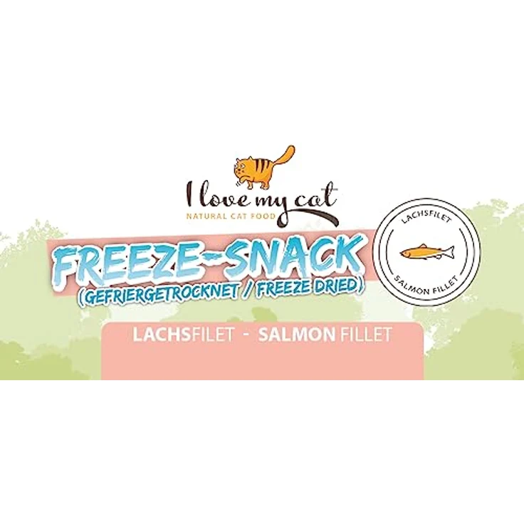 I Love My Cat Freeze-Snack für Katzen, gefriergetrocknetes Lachsfilet 25 g, natürliche Snacks ohne künstliche Zusatzstoffe – Bild 2