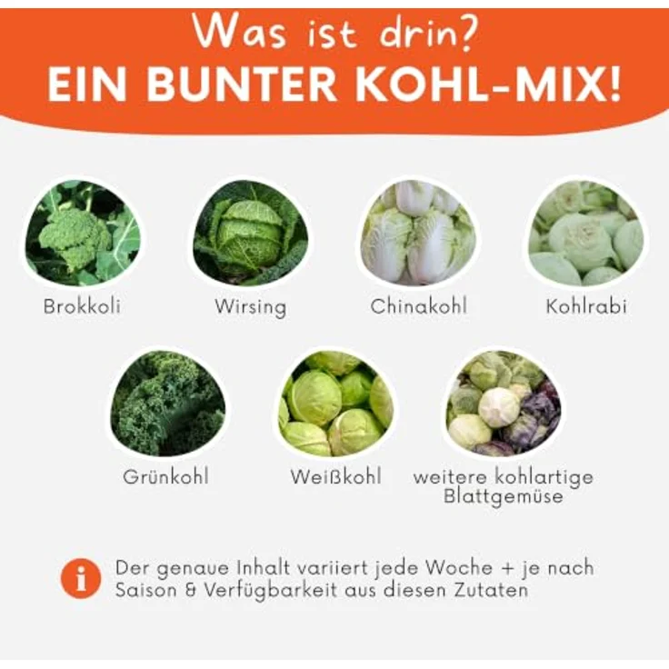 Knollenliebe Kohl-Lover Kleintierbox 5 kg, Frisches Gemüse-Mix für Kaninchen und Meerschweinchen mit Wirsing, Chinakohl, Brokkoli und Kohlrabi-Blättern – Bild 2