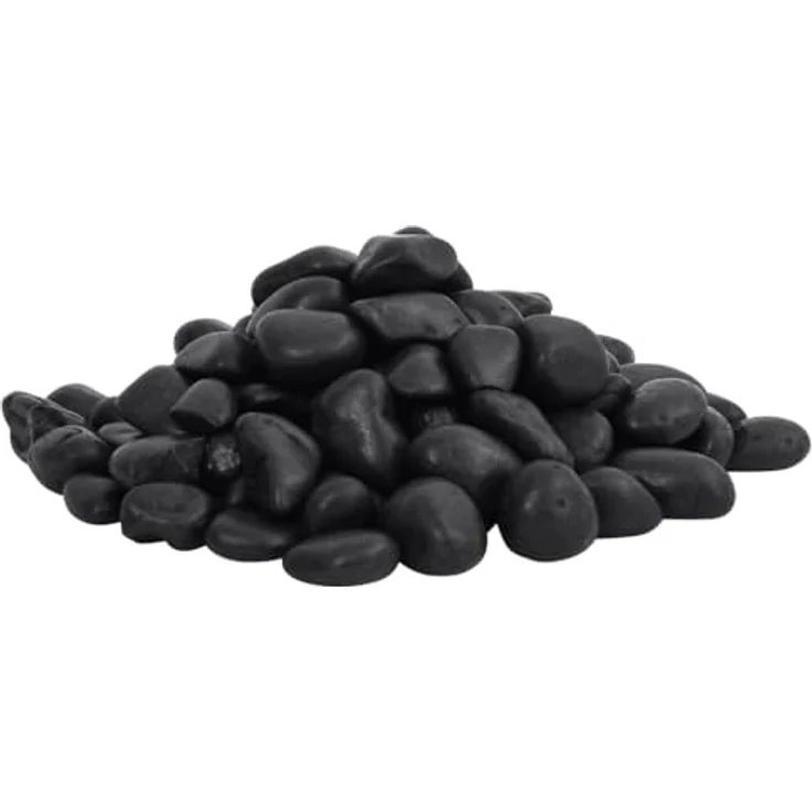 vidaXL Aquariendeko Polierte Kiesel, 25 kg Schwarz, 2-5 cm, natürliche Steine für Aquarien und Gartenbeete – Bild 1