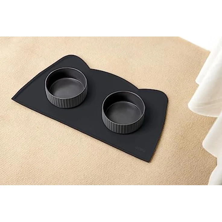 OHMO Napfunterlage für Kleine Hunde und Katzen, rutschfeste Silikonmatte, wasserdicht, 46x25cm, Schwarz – Bild 5
