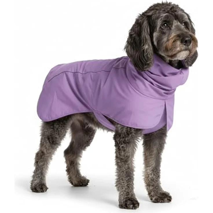 Spark Paws Hunderegenmantel, wasserdichte und winddichte Regenjacke für Hunde, reflektierender, atmungsaktiver Ganzkörper-Trockenanzug – Lila – 2XL – Bild 1