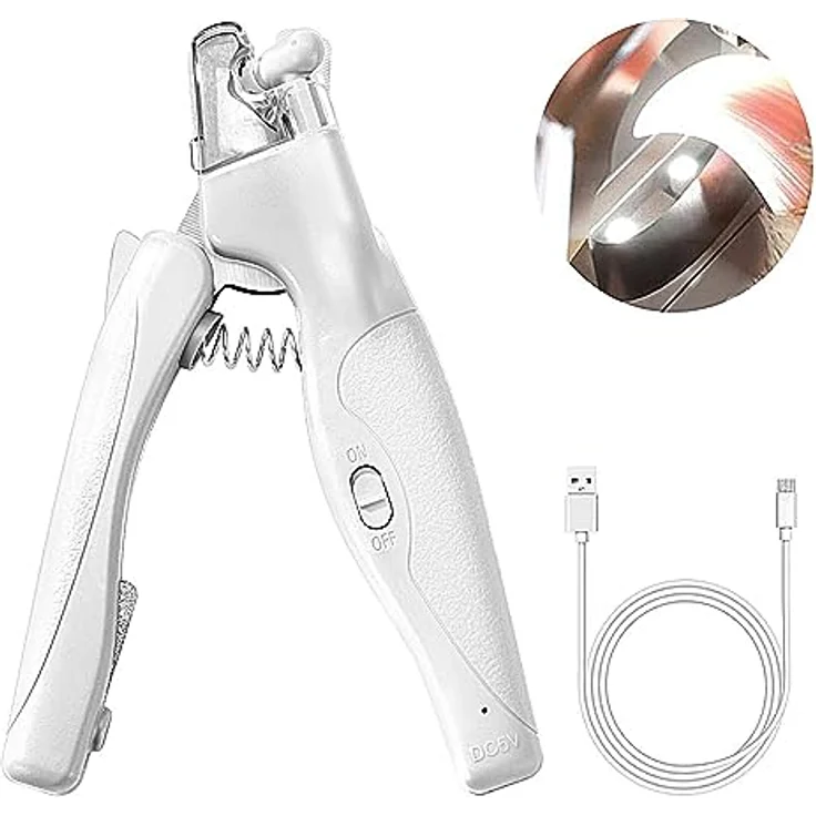 WWVVPET Haustier Nagelknipser mit LED-Licht, professionelle Krallenschneider mit scharfer Klinge und Nagelfeile für mittlere & kleine Hunde und Katzen – Bild 1