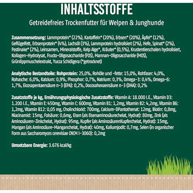 Christopherus Getreidefreies Trockenfutter für Welpen und Junghunde, Lamm + Kartoffel, 12 kg, Alleinfutter ohne Weizen, für kontrolliertes Wachstum aller Rassen – Bild 5