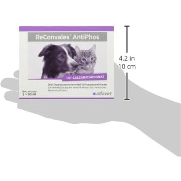Alfavet ReConvales AntiPhos, Ergänzungsfuttermittel für Katzen und kleine Hunde, 3 x 90 ml, mit Phosphatbinder und Calciumcarbonat zur Nierenunterstützung – Bild 3