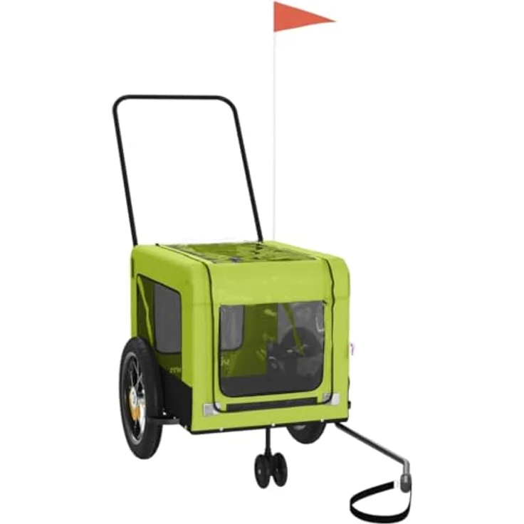 vidaXL Hunde-Transportbox Fahrradanhänger Hunde Schwarz Oxford-Gewebe Eisen 45 kg Traglast 4 große Räder – Bild 4