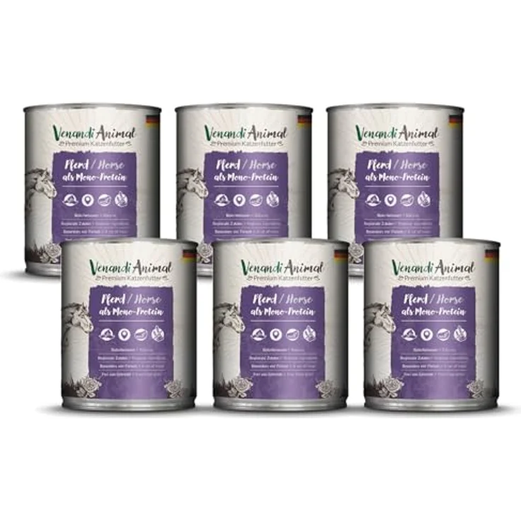 Venandi Animal Premium Nassfutter für Katzen, Monoprotein Pferd, getreidefrei, 6er Pack (6 x 800 g) – Bild 1