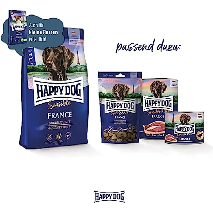 Happy Dog Sensible France Gourmet-Ente, getreidefreies Hunde-Trockenfutter für ausgewachsene Hunde, 1 kg – Bild 5