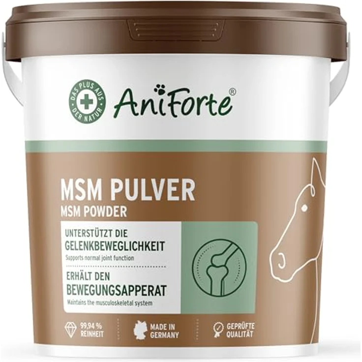 AniForte MSM Pulver 1,5 kg, Organisches Futter zur Gelenkunterstützung für Pferde – Bild 1