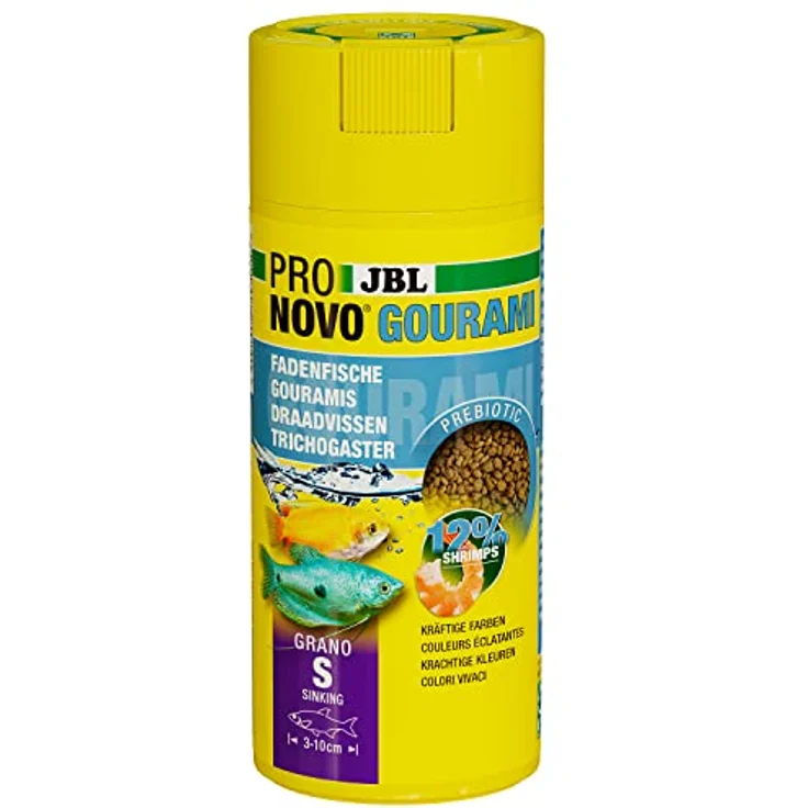 JBL PRONOVO GOURAMI GRANO, Hauptfutter-Granulat für Guramis, Fadenfische und Labyrinther, Größe S, 250 ml, mit präbiotischen Ballaststoffen und natürlichem Astaxanthin – Bild 1