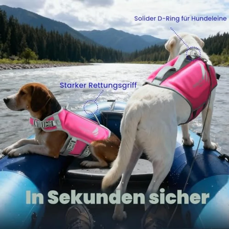 VIVAGLORY Hunde Schwimmweste High Buoyancy, verstellbare Schwimmhilfe für kleine Hunde, S, Rosa – Bild 3
