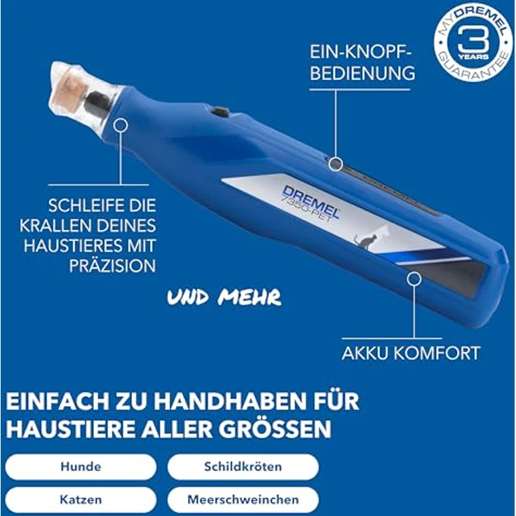 Dremel 7350 PET Krallenpflegese, leichte 3.6V Akku-Rotationswerkzeug mit 2 Schleifzubehören, Nagelschutzaufsatz und USB-Kabel, ideal für Hunde und Katzen – Bild 2