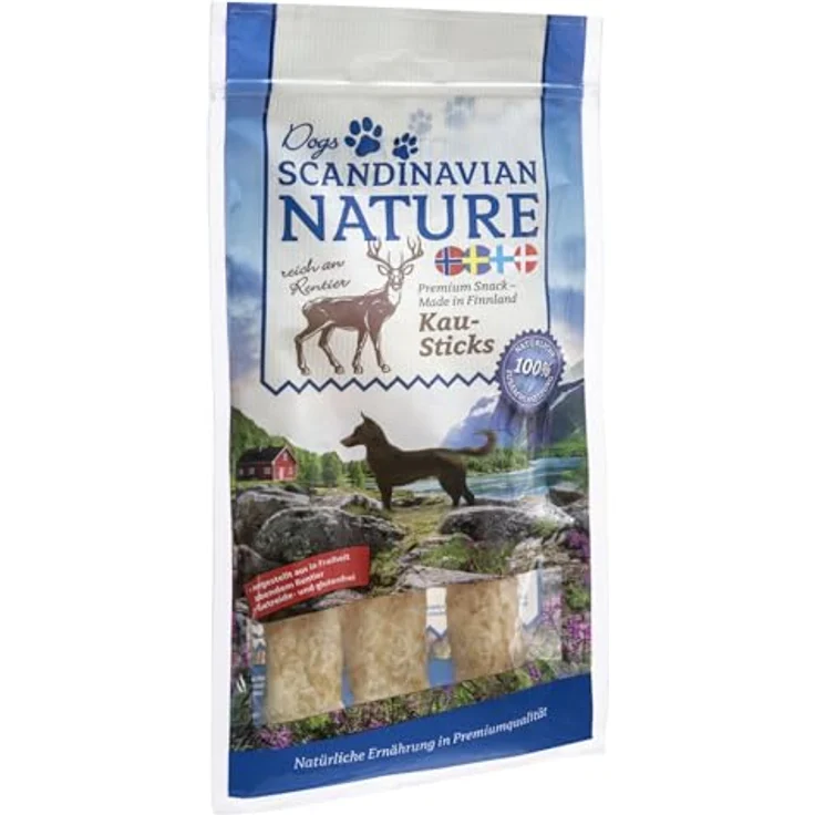 Scandinavian Nature Rentier-Kausticks für Hunde, 100% natürlich, getreide- und glutenfrei, 45g – Bild 1