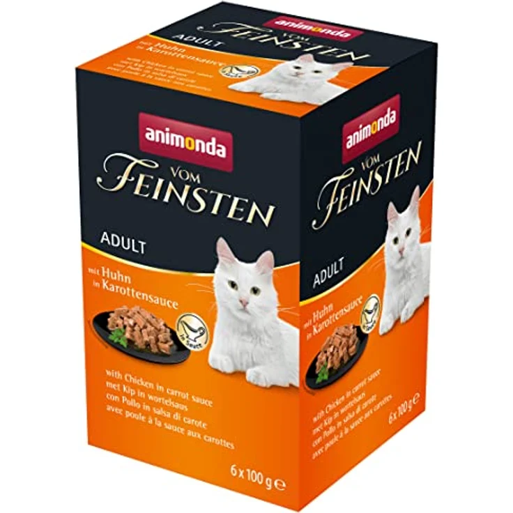animonda vom Feinsten Adult Katzen-Nassfutter mit Huhn in Karottensauce, 6x100g für ausgewachsene Katzen – Bild 1