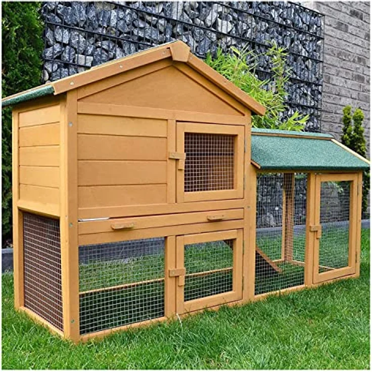 zooprinz Kaninchenstall Haupthaus mit Kuschelplatz, wetterfestes Kleintiergehege mit 2 Ebenen und großer Kotschublade für Hasen, Meerschweinchen und Kaninchen – Bild 1