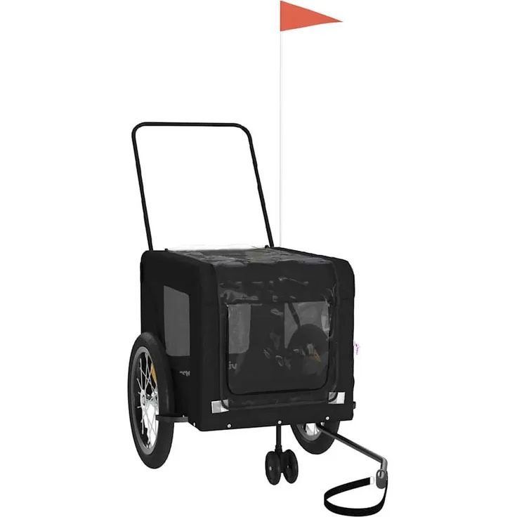 vidaXL Hunde-Transportbox, Fahrradanhänger für Hunde, 63 x 123 x 66 cm, schwarz, Oxford-Gewebe und Eisen