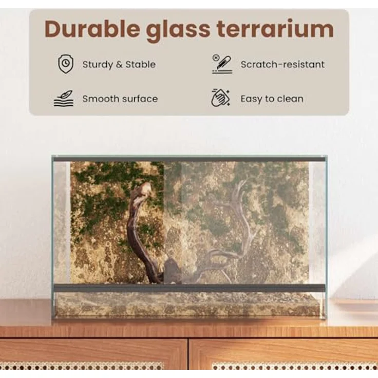 vidaXL Terrarium mit Speicher, Transparent, 50 x 30 x 30 cm, kratzfestes Glas, 360-Grad-Sicht, atmungsaktive Mesh-Panels – Bild 4