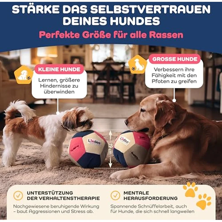 Lixdee Schnüffelball DEE.BOL, Intelligenzspielzeug für Hunde mit 4 Schwierigkeitsstufen, 19 cm Durchmesser, ideal für kleine und große Hunde – Bild 5