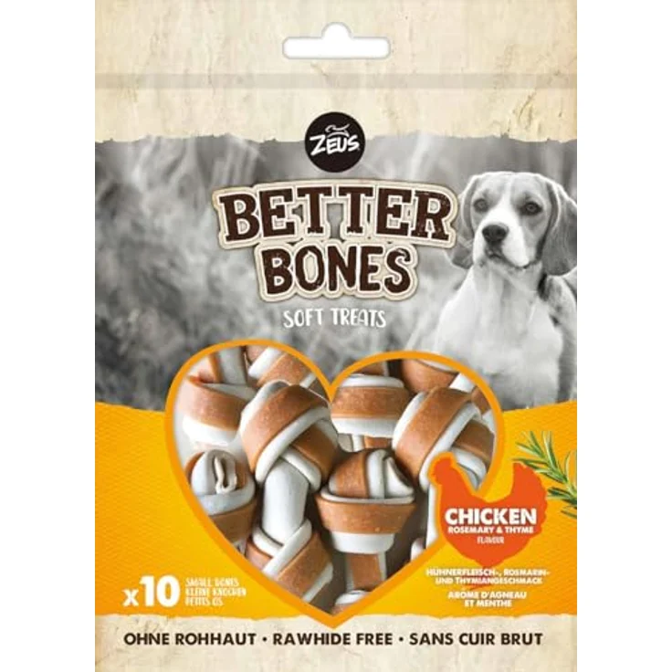 Zoe Zeus BetterBones, Kauknochen für Hunde mit Hühnchen-, Rosmarin- und Thymiangeschmack, 219g, weich und rohhautfrei – Bild 1