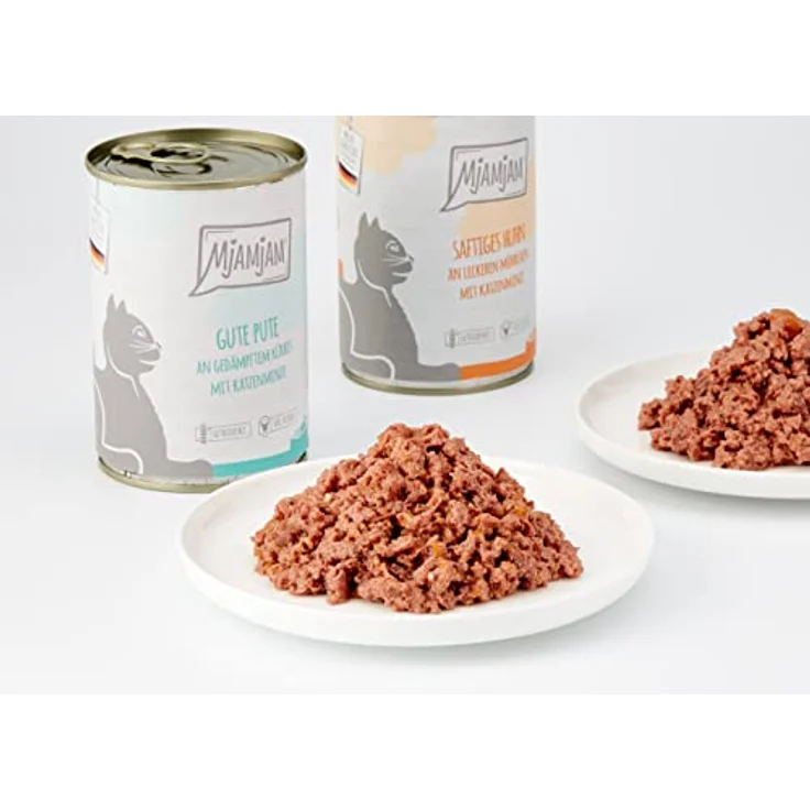 MjAMjAM Premium Nassfutter für Katzen - Monopaket I, getreidefrei mit Huhn und Pute, 6er Pack (6 x 400 g), hoher Fleischanteil – Bild 2