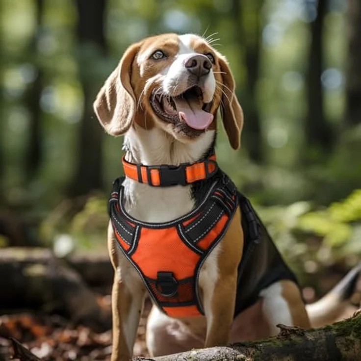Joytale Gepolstertes Hundehalsband aus Neopren Nylon, Verstellbar für Große Hunde, Reflektierend, L, Orange – Bild 2