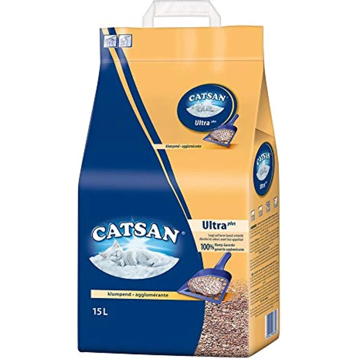 Catsan Ultra Plus Klumpstreu, 15l Katzenstreu mit extrem hoher Saugfähigkeit und klumpender Funktion, staubarm – Bild 1