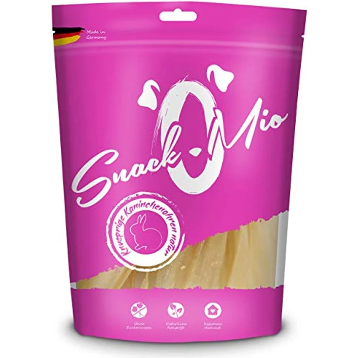 SnackOMio Premium Hundesnack, knusprige Kaninchenohren, naturbelassen, getreidefrei, 1 x 150g – Bild 1