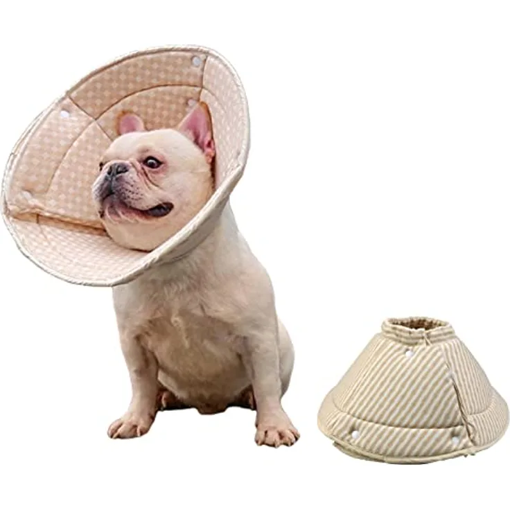 Avaner Halskrause für Hund und Katze, verstellbarer Schutzkragen aus atmungsaktivem Baumwollmaterial für postoperative Genesung, faltbares Design, in mehreren Größen erhältlich